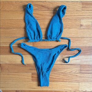 Monday Swimwear Palm Springs Top Tamarama Bottom Ocean Green Crinkle